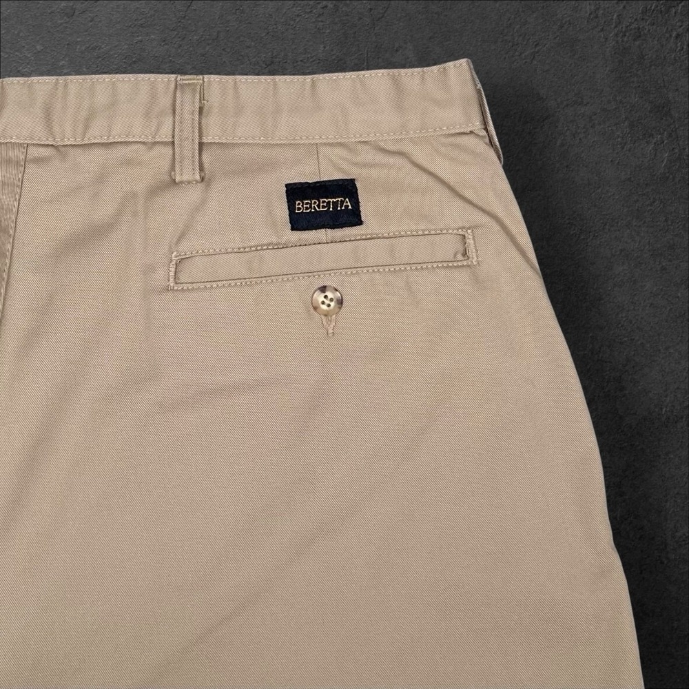 Beretta Pants‎ 40x32 (Fits 40x31) Khaki Flat Front Straight Leg Cotton USA Vtg